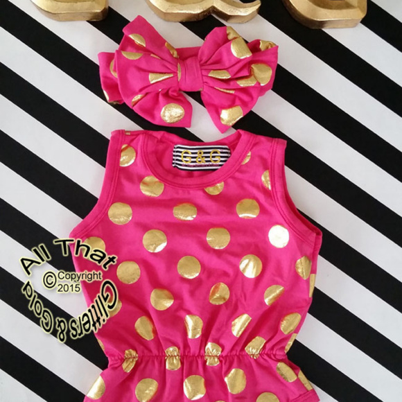 Romper Onepiece Bodysuit Hot Pink For Toddler Girls - Picture 3 of 3